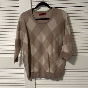 Tan and cream check sweater